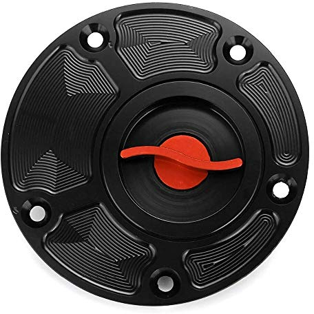 Motorrad Benzin Tankdeckel Abdeckung CNC für Yamaha FZ1 FZ6 FZR YZF R1 R6 YSR50 Fazer (Schwarz-Rot) (Schwarz-Rot)