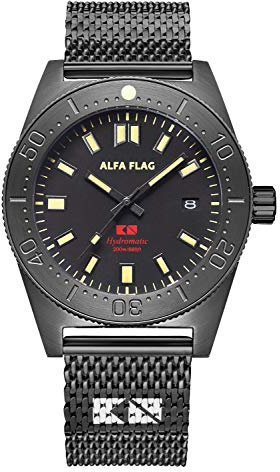 ALFA FLAG Hydromatic 200m/660ft Diver Watch Professional Automatic Men's Sport Watch, AFHM200B-1