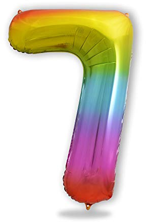FUNXGO XXL Folien-Ballon 7, Helium-Ballon, Luftballon-Zahl, mehrfarbige Riesen-Ballonzahl, Verstärktes Material, Party-Deko zum 7. Kinder-Geburtstag, Hochzeitstag, bunt