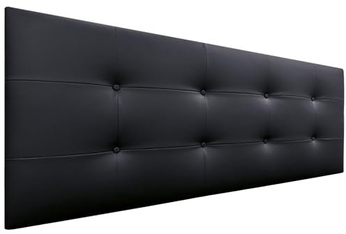 DHOME Kopfteil, gepolstertes Bett Kopfteil 8cm dick. Gepolstertes Kopfteil ACUALINE Stoff und Kunstleder. Bett-Kopfteile (Kuntsleder Schwarz, 160cm (Betten 150/160))