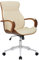 CLP Bürostuhl Melilla Kunstleder I Ergonomischer Stuhl I Komfortables Sitzen I 360 Drehfunktion, Wippfunktion I Für Arbeit Und Home-Office, Farbe:walnuss/Creme