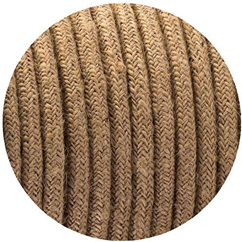 DC VOLTAGE 2 Core Round Cable LED Lighting Rope Electrical Wire, Plug in Cord Hemp Rope Cable Textile Hemp Electric Wires Braided Lamp Cord for Pendat Light DIY Projects (1 Meter 2 Core Round)