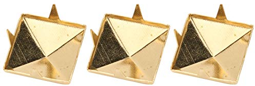 ViaGasaFamido Spike Studs, 100 Stück 10MM-15MM DIY Leathercraft Square Pyramid Punk Nieten Silber Metall 4 Claw Metall Nieten für Armbänder Kleidung Schuhe Handtasche(Gold 12mm)