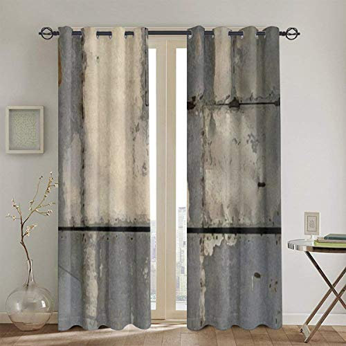 ALLMILL Blackout Curtains 2 Panels Set,Industrial Metal Look Foto Bild,wärmeisolierter Verdunkelungsvorhang für Wohnzimmer,66x90 Zoll