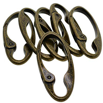 6 Stück Vintage Bronze Oval Karabiner, Frühling Karabinerhaken Clip Set, Karabinerhaken Hohe Belastbarkeit, Metall Oval Druckknopf Schnalle für Hundeleine Rucksack Schlüsselbund, Bronze