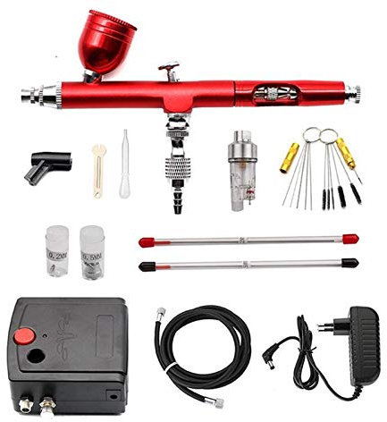 Airbrush kit Dual-Action Airbrush Compressor Kit Air Brush Paint Airbrush Cleaning Tool Makeup Nail Paint Spray Airbrush Tattoo Body Car Paint air brushes for painting (Color : A)