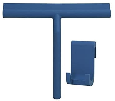 Duschabzieher Silikon Duschwischer Abzieher Dusche mit Wandaufhänger ohne Bohren Fensterabzieher Badezimmerwischer für Badezimmer Spiegel Glas-Reinigung Fliesen (Color : Blue)