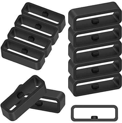 Cobee Boucles de bracelet de montre, anneau de retenue de bracelet de montre, boucle de retenue de bracelet de montre en silicone pour montres(4 x 18 mm + 4 x 20 mm + 4 x 22 mm, noir)