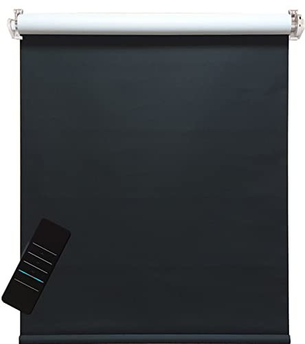 Elektrisches Rollo, schwarz/weiß, 100% Blickdicht, inkl. Akku-Motor & Sender, 60x160 cm (1 ST)