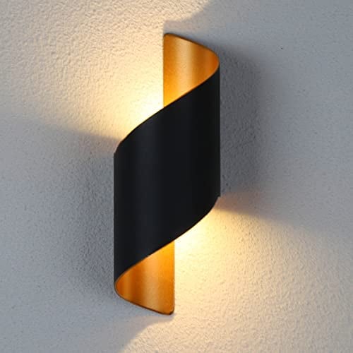 Chrasy Moderne LED Wandleuchte Aussen IP65 Metall Schwarz Aluminium 10W Spiralförmig für Leuchtmittel