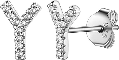 Supcare 925 Silber Ohrringe mit Buchstaben Frauen Initial Y Buchstaben Ohrstecker mit Zirkonia Letter Stud Initial Earrings Ohrschmuck Ohr Piercing Accessorie Modeschmuck für Street