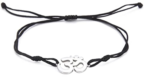 UNIFT Om Armband Für Männer Frauen Edelstahl Hindu Symbol Om Amulett Armbänder Charm Yoga Armreif Verstellbar Hypoallergen Schmuck (Silber)