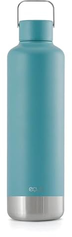EQUA Timeless Isolierte Trinkflasche, doppelwandig, Edelstahl, 24 Stunden kalt oder bis zu 12 Stunden heiß, BPA-frei, auslaufsicher, haltbar, multifunktional (Wave, 1000ml)