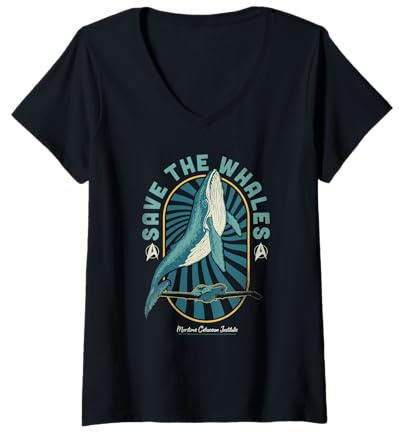 Damen Star Trek IV: The Voyage Home Save The Whales Collection T-Shirt mit V-Ausschnitt