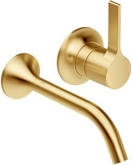 Dornbracht VAIA Waschtisch-Wand-Einhandbatterie ohne Ablaufgarnitur, Ausladung 190 mm, 36860809-28, Farbe: Messing gebürstet