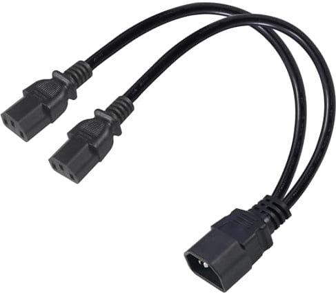 IEC320 Y Splitter extension Cable, Single C14 to Dual C13 Short Power Y Type double Kettle Lead Splitter UPS PDU Power Extension Adapter Cable Cord for Computer, TV, PC, Monitor…