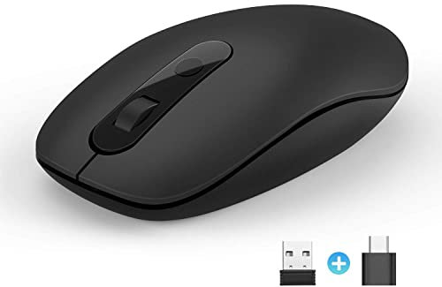 Seenda USB C Wireless Mouse, 2.4G Coreless Type C and USB Dual-Mode Mice for Macbook Laptop Chromebook Smart Phone PC Computer Desktop Notebook (Black) - Compatible with Android, Windows and Mac OS