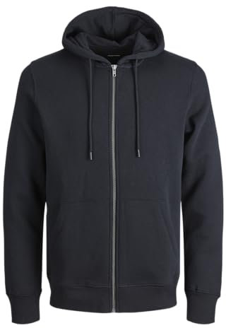 JACK & JONES Felpa con Cappuccio e Cerniera, Nero, 5XL Uomo