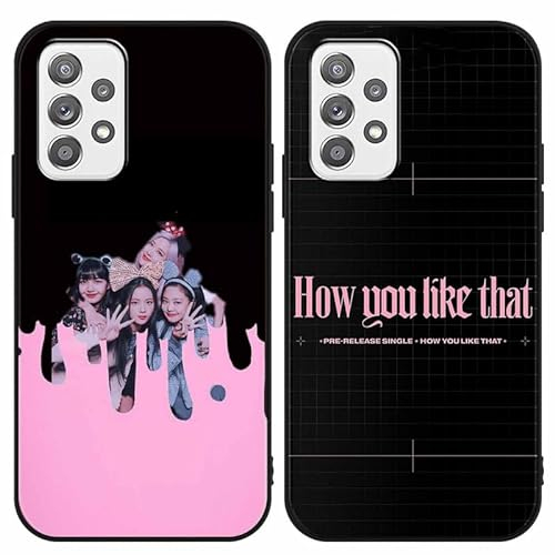 [2 Stück] Blackpink Handyhülle für Samsung Galaxy A52S/A52 5G Hülle 6,5, Kpop Muster Motiv Design with Schutzhülle Gemustert Kratzfest Stoßfest TPU für Blink für SamsungA52 Hüllen,01