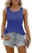 Zitiki Canotta da Donna Basic, Sexy, in Cotone, Girocollo, Casual, Senza Maniche, Estiva, vestibilità Larga, Cami, Colore: Blu, XXL
