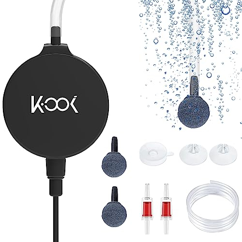 Cuteefun Aquarium Luftpumpe, Leise <35dB Sauerstoffpumpe, 1 Watt Mini Aquarium Pumpe, Leistungsstarker Luftsprudler für Aquarium 0-50L, Inklusive Luftpumpenzubehör, Rückenclip und Saugnapf, Schwarz