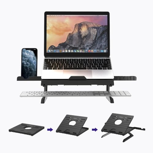 Solayce Laptop Ständer, Faltbarer Laptop Stand, Notebook Ständer Höhenverstellbarer, Multifunktionaler Laptopständer, Laptop Halterung Kompatibel mit Laptop (10-16 Zoll) Lenovo, HP und MacBook