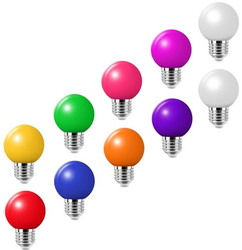HUAMu LED Bunte Glühbirnen E27 2W, E27 Farbige LED lampen, Dekorative Lampe außen für Party,Lichterkette,Weihnachten, 220V AC, Multicolor, 10 Stück