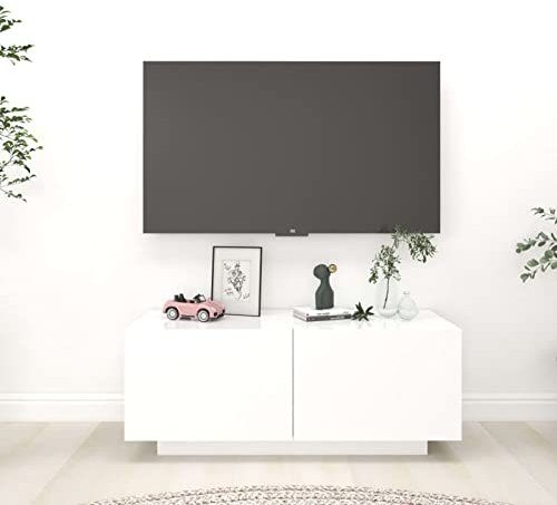 ARKEM TV-Schrank Weiß 100x35x40 cm Holzwerkstoff Sideboard Wohnzimmer Tv Fernsehertisch