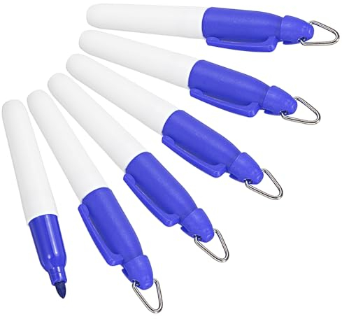 PATIKIL Mini Permanent Marker, 6er Pack Golfball-Marker-Stifte mit Schlüsselanhänger-Clip für Büro, Meetings und Outdoor-Aktivitäten, Blau