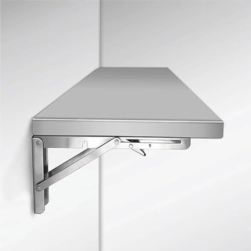 Wandtisch Klappbar Drop-Leaf-wandklapptisch, Robuster Klapptisch Mit Klapptisch,304 Verdickter Klappständer Aus Edelstahl, 0,8 Mm Oberfläche Aus Gebürstetem Edelstahl (40x30x3cm)