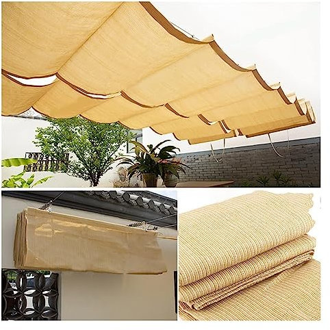 PHLEPS Tenda parasole, vele ombreggianti, baldacchino, pergola retrattile 185 g/m² blocco UV 90% per patio, giardino, strutture e attività all'aperto, su misura (colore: beige, dimensioni: 0,7 x 6 m)