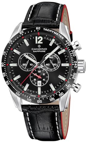 Candino Herrenuhr Leder schwarz Sport Armbanduhr UC4758/4 Chronograph