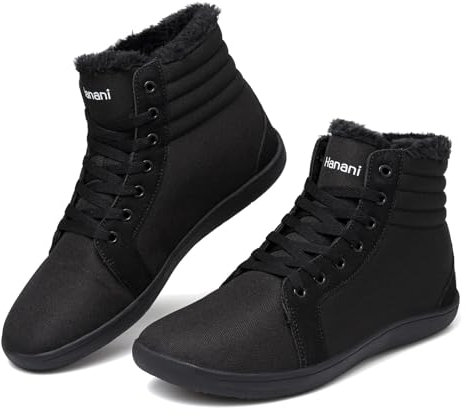 Bravover Scarpe Barefoot a piedi nudi Inverno Uomini Donne Neve Stivali a piedi nudi Caldi Walking Wide Toe Box scarpe Morbide antiscivolo Stivali minimalisti Nero 39EU