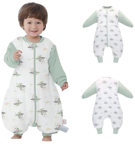 Gigoteuse d'hiver, avec pieds et manches longues, pour bébé, avec manches amovibles, 2,5 tog, automne et hiver, pour nourrissons, enfants de 1 à 3 ans, de 70 à 90 cm, 100 % coton biologique, Forme