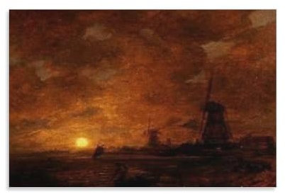 Andreas Achenbach Poster, niederländische Küstenlandschaft mit Windmühlen (1860), Gemälde auf Leinwand, Wandkunst, Poster, Rollbild, Druck, Wanddekoration, Heimposter, 30 x 45 cm