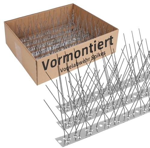 Moyofree Vogelabwehr Spikes vormontiert für Dach und Fenster, Taubenabwehr Spikes Edelstahl Vogelschreck und Vogelschutz für Krähen, Möwen und kleine Vögel, Vogelabwehrspikes Set Abdeckung 3 Meter