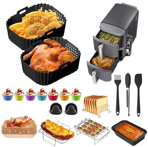 Ninja Lot de 18 accessoires de friteuse à air chaud, accessoires pour friteuse à air chaud Ninja XL 9,5 l, friteuse à air chaud SL400EU, SL400EUCP, AF400EU, kit de moule en silicone avec grill et