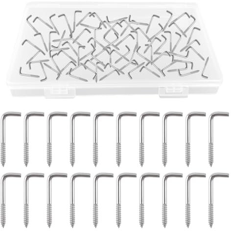 UFURMATE Schraubhaken, L-Form, Edelstahl, mit Schultern, für Kommoden, Tassen, rechtwinklige Haken für Innen- und Außenbereich, 40 mm, 30 Stück