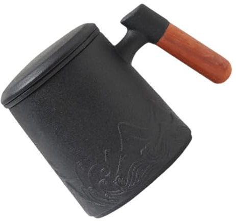 Alipis Tasse En Céramique Avec Anse En Bois Et Infuseur, 400 Ml, Avec Couvercle, Matériau Céramique Et Bois Naturel, Système De Filtration Intégré, Pour Thé Et Café, Usage Bureau Et Maison