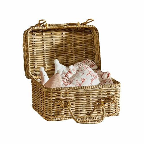 Loberon Koffer Fableton, Spielzeugkoffer für Kleine Abenteuer, Natürliche Optik, sehr Leicht, Kinder-Accessoires, Kinderzimmer, Ordnungshelfer, Rattan, Eisen, braun