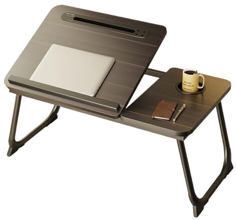 CHZIMADE Laptop Desk Bed Table with Foldable Legs Cup Slot Breakfast Bed Tray Book Holder Laptop Stand for Sofa Bed