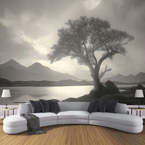 JEDTAKCT Rouleau De Papier Peint Lacs Montagnes Moderne Et Minimaliste, Motif De Films Vintage En 3D Papier Peint Panoramique Pour Le Salon, Chambre À Coucher, Décorative Chambre
