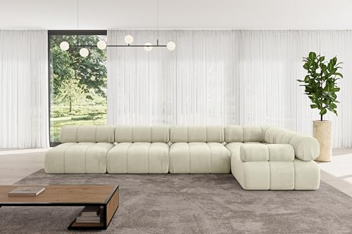 ALTDECOR Modulares Sofa Ecksofa in L-Form Corner modular Sofa Eckcouch Couch Wohnlandschaft Cauchsofa Polstersofa Mende-L3-380x190x70 cm Beige