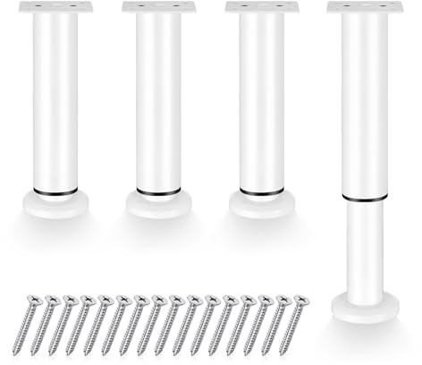 YMTWSRY 4 Stück Weiß Möbelfüße Verstellbar, 18-30 cm Möbelfüsse Höhenverstellbar Bettfüße Metall Möbelbeine Schrankfüsse Schrankfüße Verstellbare Füße für Möbel Sofa Bett Nachttisch Schrank