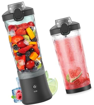 Matybobe Portable Blender 600ml 6- Personal Juicer Cup 150W Rechargeable Handheld Blender Cup for Travel Sports Home Office (Black)