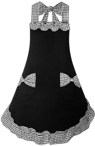 Adfuenom Delantal de cocina, delantal ajustable para mujer, delantal para niñas, perfecto para cocinar, hornear, jardinería. Delantal retro vintage para hornear como regalo para mamá, esposa, novia