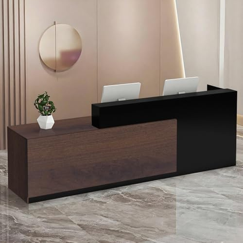 UULBDCD Empfangstheke Holz Modern Empfangstresen Theke Rezeption Tisch, Verkaufstheke Rezeption Mit Schublade Und Offenen Regalen, 100–180 cm Rezeptionstheken Für Salon Hotel Büros Lobbys Geschäft