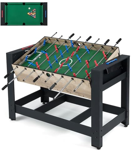 COSTWAY Multi Spieltisch drehbar, 2 in 1/3 in 1 Multifunktionstisch mit Tischkicker & Billardtisch, Tischfußball Komplett Set für Kinder, Erwachsene, Kickertisch für Zuhause, Spielzimmer