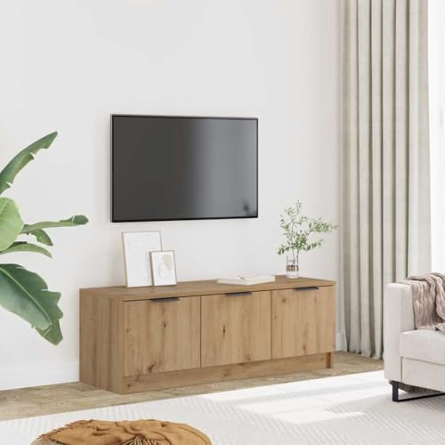 Fangmaliuyun TV-Schrank Artisan-Eiche 102x35x36,5 cm aus Holzwerkstoff, Modernes Lowboard mit 3 Türen, Robustes TV-Möbel für Wohnzimmer, Schlafzimmer & Flur erreicht 60 kg Belastbarkeit