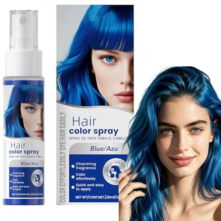 Blau Temporäres Haarspray | Crazy Blue Hair Color, Waschbares Haarspray | Nicht schädliches Haar-Kreidespray | Verrücktes Blau Sofortfarbe, Festival-Party Halloween Make-up | Tierversuchsfrei Vegan